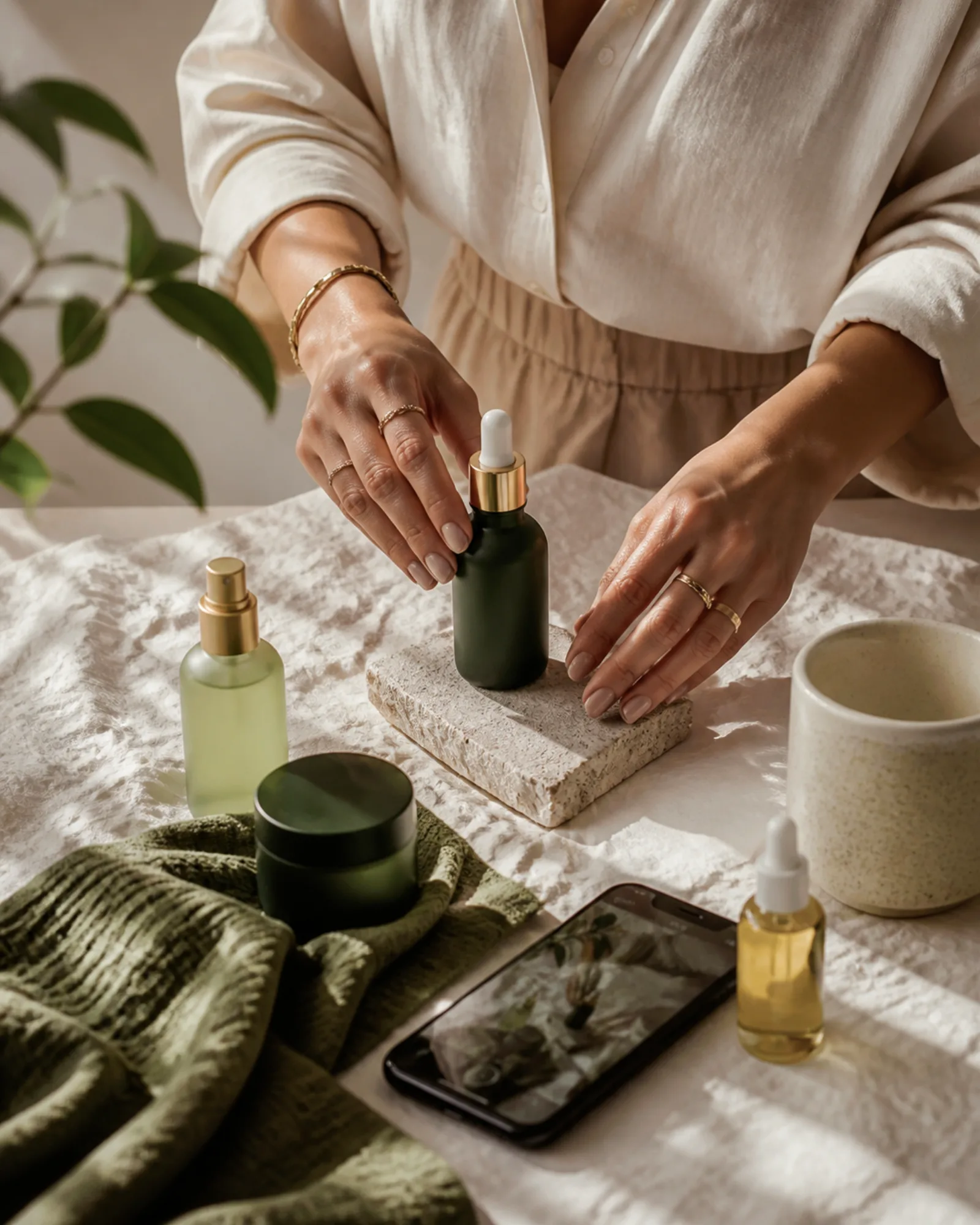 Esthetics business content being styled for social media